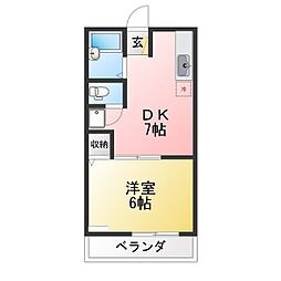 シティハイムエスポワール 1DKの間取図画像