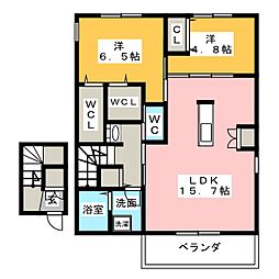 ヘーベルメゾン高蔵寺北棟 2LDKの間取図画像