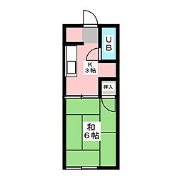 メゾン杁鹿 1Kの間取図画像