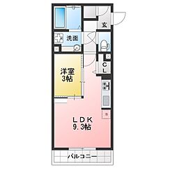 六軒屋シティーパレス 1LDKの間取図画像