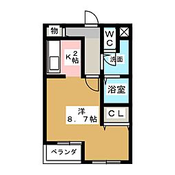 エンポリュウム2 ワンルームの間取図画像