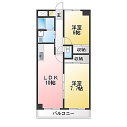 ユイマールT&T 2LDKの間取図画像