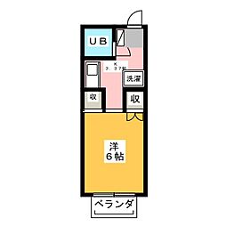 リバーハイツ 1Kの間取図画像