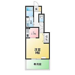 エスペランサ 1Kの間取図画像
