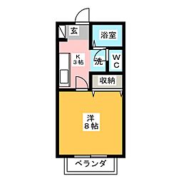 サン・フレンズ桃山 1Kの間取図画像