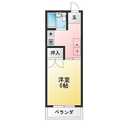 キャソレット不二が丘 1Kの間取図画像