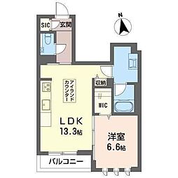 新築フジスター刈谷 3階1LDKの間取り