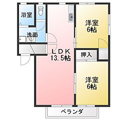 ジュネスシャトーA 2LDKの間取図画像