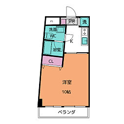 カーサヨサミ 1Kの間取図画像