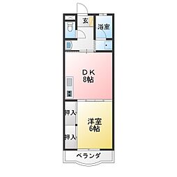 めぞんオリーブ 1DKの間取図画像