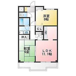 キングリー 2LDKの間取図画像