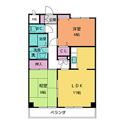 キングリー 2LDKの間取図画像