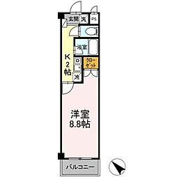 タイムD1 1Kの間取図画像