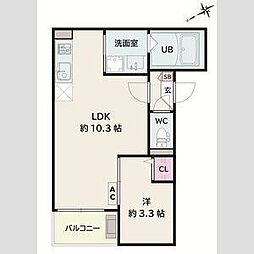 Jack hachimanIII 1LDKの間取図画像