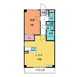 サンティークカメツタ3 1LDKの間取図画像