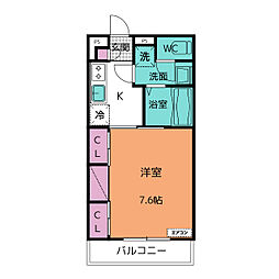 FERIO高松 1Kの間取図画像