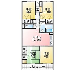 フラワリー高浜 4LDKの間取図画像