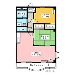 ドリームフェアリー 2LDKの間取図画像