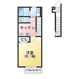 アムール サヴァ 1Kの間取図画像