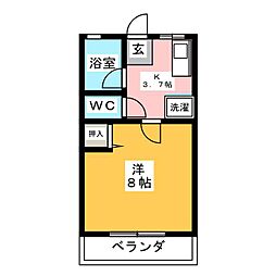 シティハイムホソカワA 1Kの間取図画像
