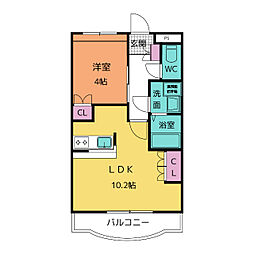 フェアリーフォレスト 1LDKの間取図画像