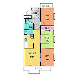 セントラルパークマンション1C棟 3LDKの間取図画像