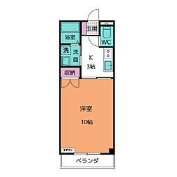 コーポアニヴェルセル1 1Kの間取図画像