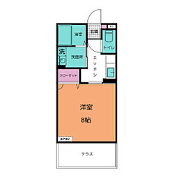 アジュール芳川 1Kの間取図画像