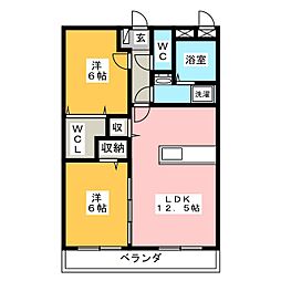 フロイデ天翔A 2LDKの間取図画像