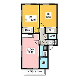 パストラルA 2LDKの間取図画像