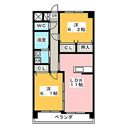 サンハイム 2LDKの間取図画像