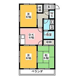 ピアハイツ 3DKの間取図画像