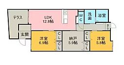リバーサイド東洋 2SLDKの間取図画像