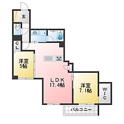 ザ リッツ刈谷 2LDKの間取図画像
