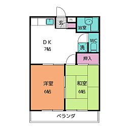 パストラルITATSU 2DKの間取図画像