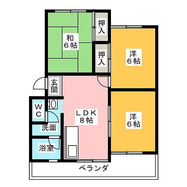 コーポラス小野 ｜愛知県春日井市小野町５丁目(賃貸マンション3DK・3階・55.33㎡)の写真 その2