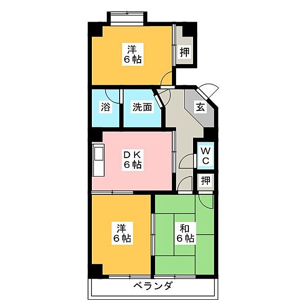 オリオン102 ｜愛知県春日井市大和通１丁目(賃貸マンション3DK・2階・55.00㎡)の写真 その2