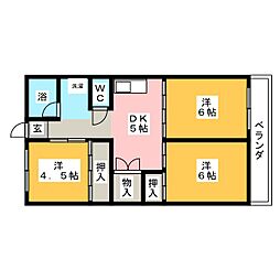 アルメリアコーポ 2階3DKの間取り