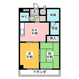 エルグランデ味美 4階2DKの間取り