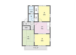 ラズヴェリー 2階3DKの間取り