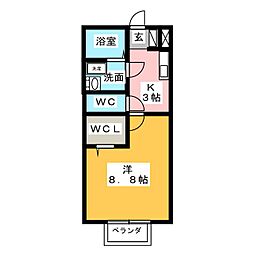 メルベーユ・メゾン 1階1Kの間取り