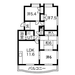 サニーコート朝宮 4LDKの間取図画像