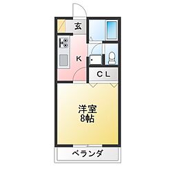 サンポートKE1 1Kの間取図画像