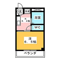 サンコーポ八幡 1Kの間取図画像