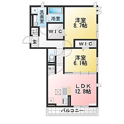 アクシス 2LDKの間取図画像