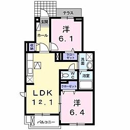 プリムローズ1 2LDKの間取図画像