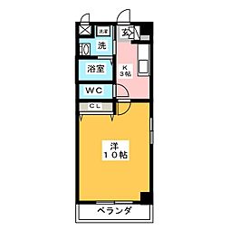 プロスパーハイツ勝川 1Kの間取図画像