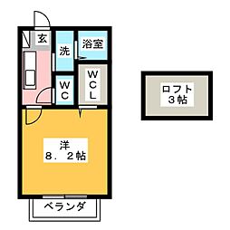 ネオステイゆう 1Kの間取図画像