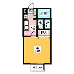サンフィオーレ勝川 1Kの間取図画像