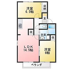 リーベンドルフ 2LDKの間取図画像